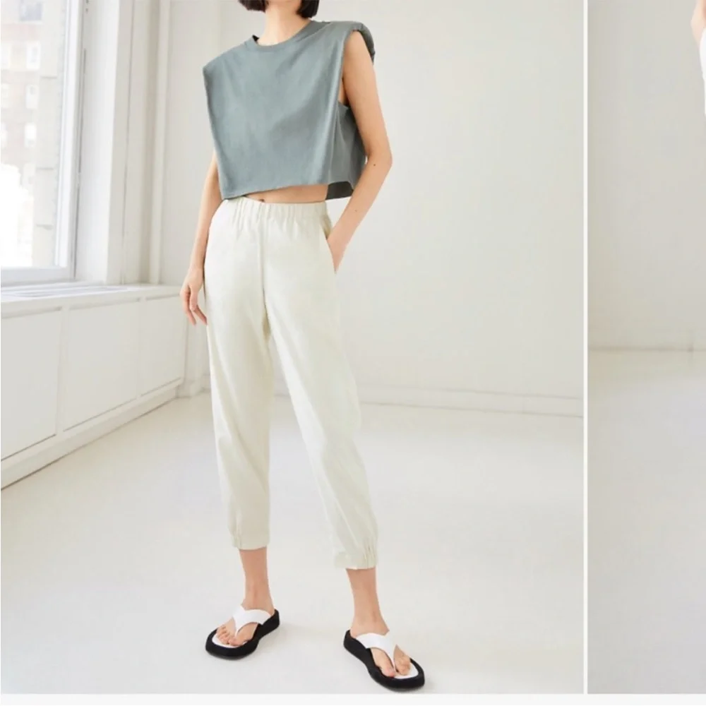 Aritzia Babaton Dexter Pants Linen Blend Light Beige Cream Pull On Joggers XS